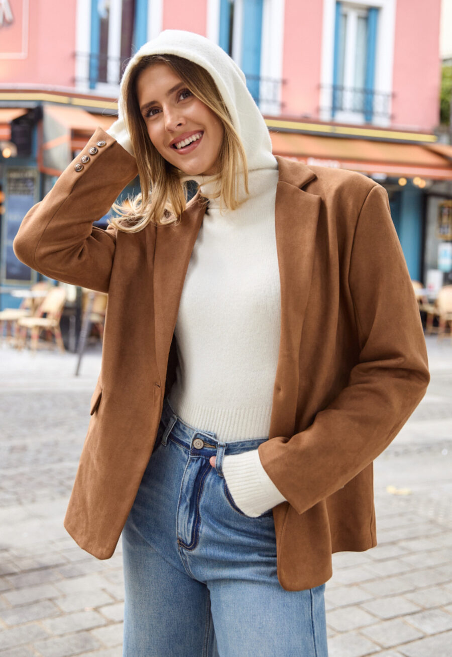 Oversize Wildlederblazer Vegan – Bild 4