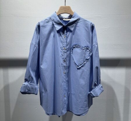 Bluse Streifen Blau Herz