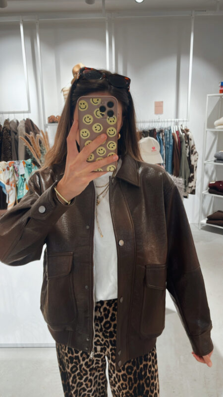 Lederjacke mit Kragen BRAUN
