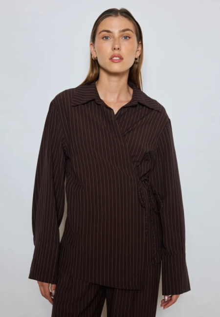 Bluse Nadelstreifen Braun