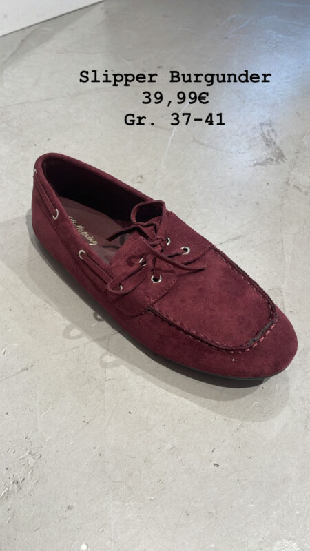 Slipper Velour Burgunder