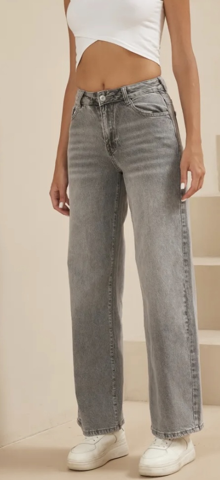 Jeans Dad Fit - Full Length Grau